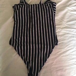 Cute bow black and white bodysuit